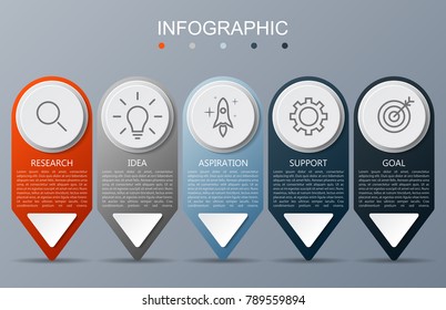 Infographic template with arrow on the gray background