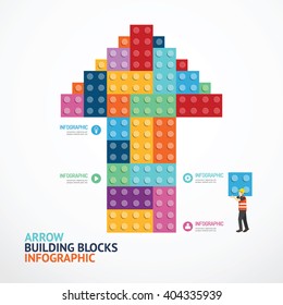 Infographic Template With Arrow Shape Building Blocks Banner . Concept Vector Illustration
