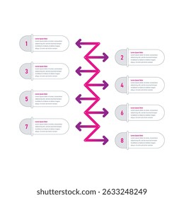 infographic template with arrow signs. information template for business, industry, technology, education world. eight steps infographic template