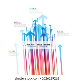 Infographic template with arrows and four steps.