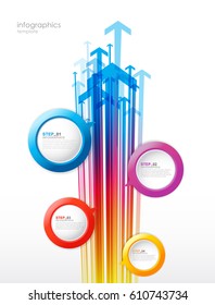 Infographic template with arrows and four steps bubble - vertical version