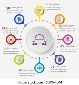 Infographic template with award icons, stock vector