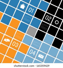 infographic template background with colorful squares, options, icons