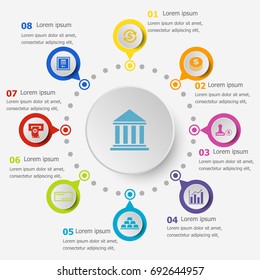 Infographic template with banking icons, stock vector