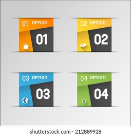 infographic template banners with option steps and shadows
