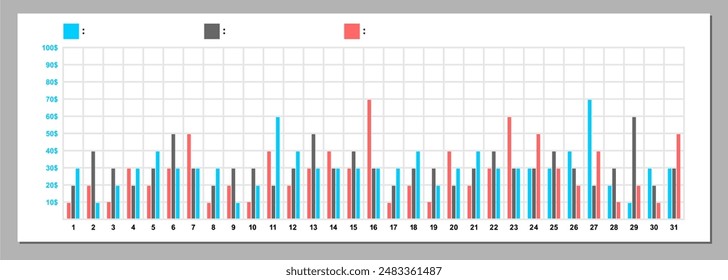 Infographic template, bar chart, daily chart statistics in a month