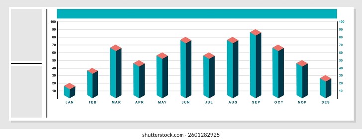 Infographic template, bar chart, monthly chart statistics in a year