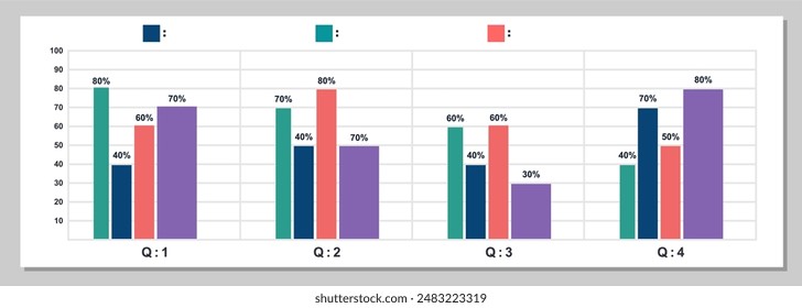 Infographic template, bar chart, quarterly chart statistics in a year