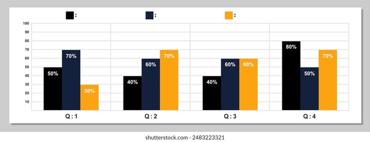 Infographic template, bar chart, quarterly chart statistics in a year