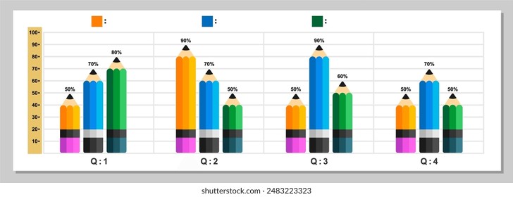 Infographic template, bar chart, quarterly chart statistics in a year