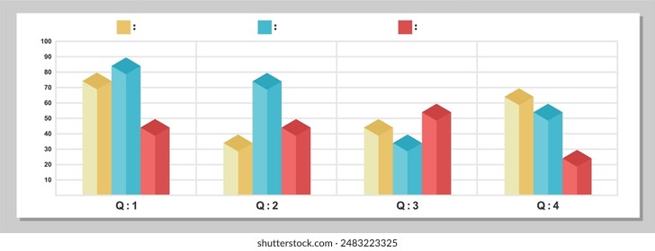 Infographic template, bar chart, quarterly chart statistics in a year