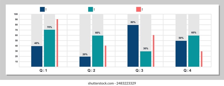 Infographic template, bar chart, quarterly chart statistics in a year