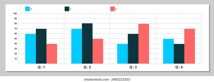 Infographic template, bar chart, quarterly chart statistics in a year