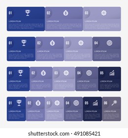 infographic template blue with 3, 4, 5, 6 steps