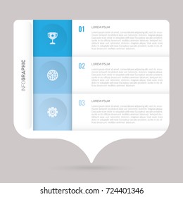 infographic template blue with 3 steps