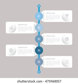 infographic template blue with 5 steps