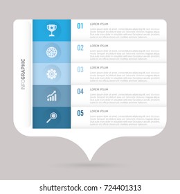 infographic template blue with 5 steps