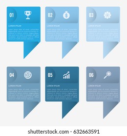 infographic template blue 6 options