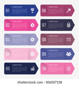 infographic template blue and pink 10 options