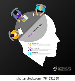 Infographic template with Brain. Modern design. Vector illustration