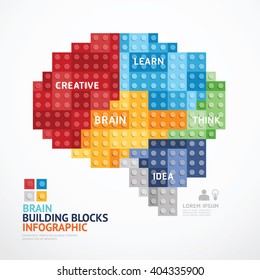 Infographic Template With Brain Shape Building Blocks Banner . Concept Vector Illustration
