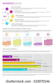 Infographic template with bright colors on a white background in modern flat business style. Vector elements use in website, flyer, corporate report, presentation, advertising, marketing etc.