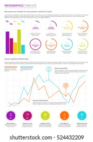 Infographic template with bright colors on a white background in modern flat business style. Vector elements use in website, flyer, corporate report, presentation, advertising, marketing etc.