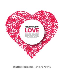 Plantilla infográfica. Burbuja con corazones y texto en el medio. Ilustración vectorial