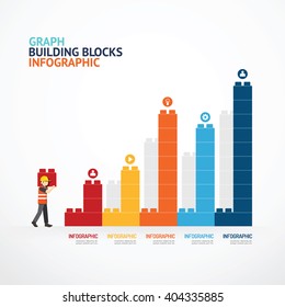 Infographic Template With  Building Blocks Graph. Concept Vector Illustration
