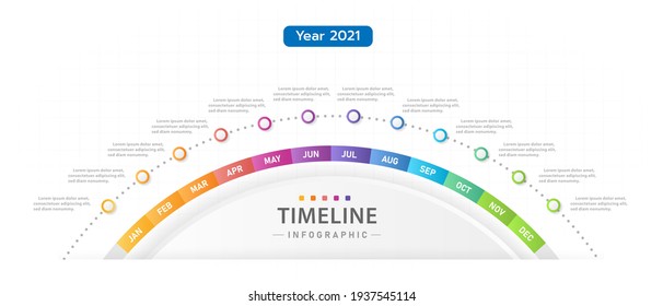 Infographic template for business. 12 Months modern Timeline diagram calendar, presentation vector infographic.