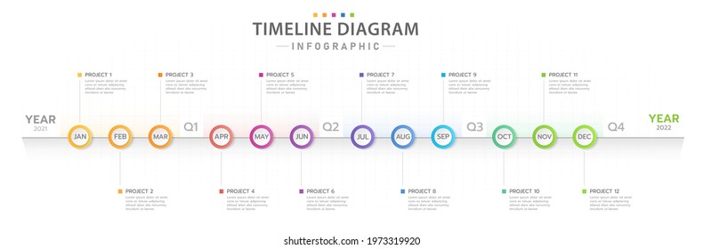 Infographic template for business. 12 Months modern Timeline diagram calendar, presentation vector infographic.