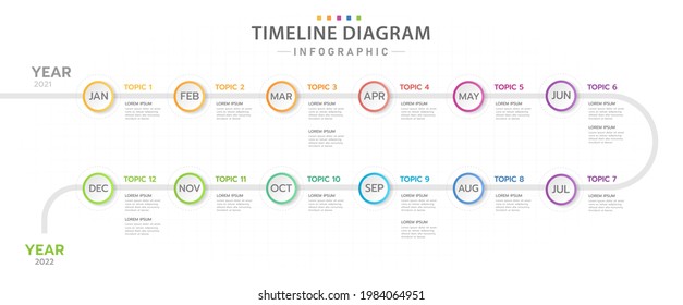 Infographic Template For Business. 12 Months Modern Timeline Diagram Calendar, Presentation Vector Infographic.