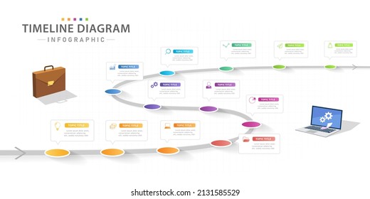 Infographic template for business. 12 Months modern Timeline diagram calendar with dialogues, presentation vector infographic.