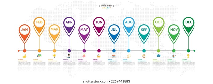 Infographic template for business. 12 Months modern Timeline diagram calendar, presentation vector infographic.