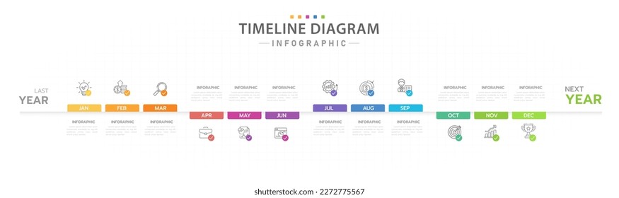 Infographic template for business. 12 Months modern Timeline diagram calendar, presentation vector infographic.