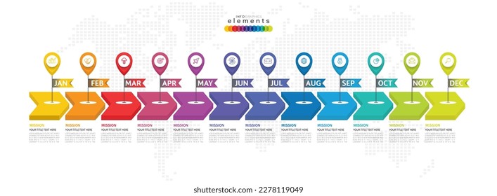 Infographic template for business. 12 Months modern Timeline diagram calendar, presentation vector infographic.