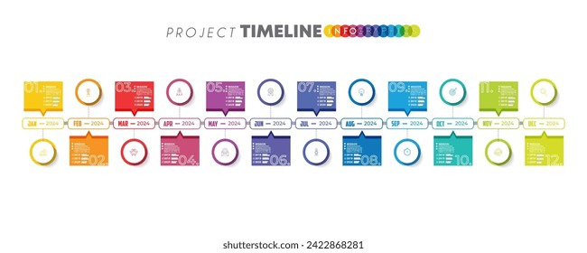 Infographic template for business. 12 Months modern Timeline diagram calendar, presentation vector infographic.
