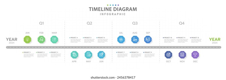 Infographic template for business. 12 Months modern Timeline diagram calendar, presentation vector infographic.