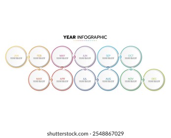 Infographic template for business. 12 Months modern Timeline diagram calendar, presentation vector infographic.