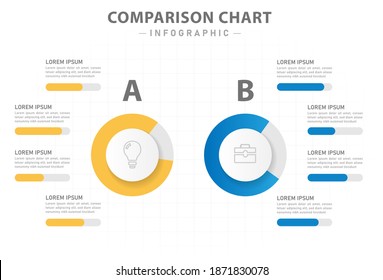 Infographic Template For Business. 2 Side Comparison Chart Diagram With Circle, Presentation Vector Infographic.