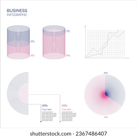 Infographic template for business. 2 Steps Modern Timeline diagram, presentation vector infographic. Percentage ratio. Percentages. Pink and blue. Editable.