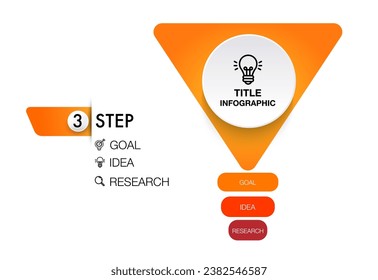 Infographic template for business. 3 steps for marketing research idea goal concept	
