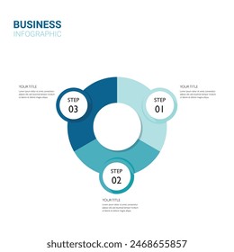 Plantilla infográfica para empresas. Plantilla de infografía de negocios moderna de 3 pasos. Diseñar con números 3 opciones o pasos. Azul