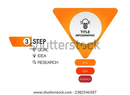 Infographic template for business. 3 steps for marketing research idea goal concept	
