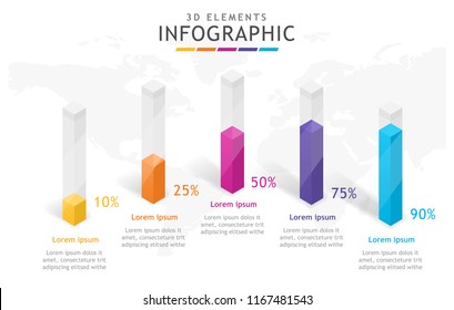 Infographic template for business. 3d elements with tubes, presentation vector infographic.
