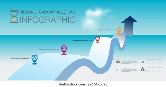 Plantilla de infografía para los procesos de business 4 Steps, diagrama de línea de tiempo moderno con hito de hoja de ruta y concepto de viaje, para presentación 