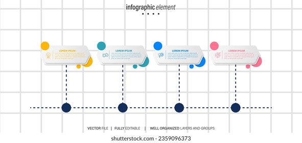 Infographic template for business. 4 Steps Modern Timeline diagram with road journey concept, presentation vector infographic.