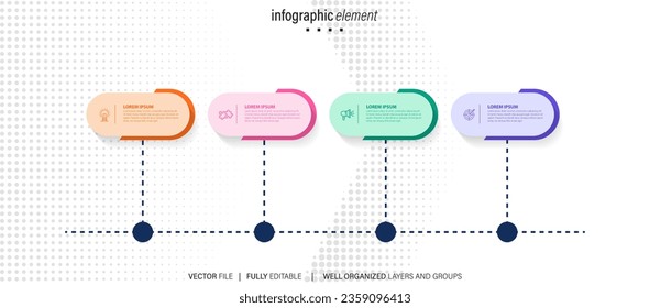 Infographic template for business. 4 Steps Modern Timeline diagram with road journey concept, presentation vector infographic.