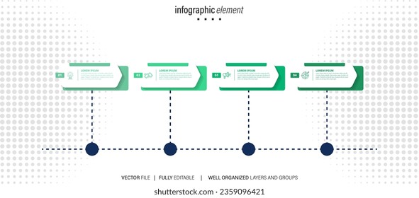 Infographic template for business. 4 Steps Modern Timeline diagram with road journey concept, presentation vector infographic.