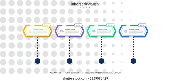 Infographic template for business. 4 Steps Modern Timeline diagram with road journey concept, presentation vector infographic.